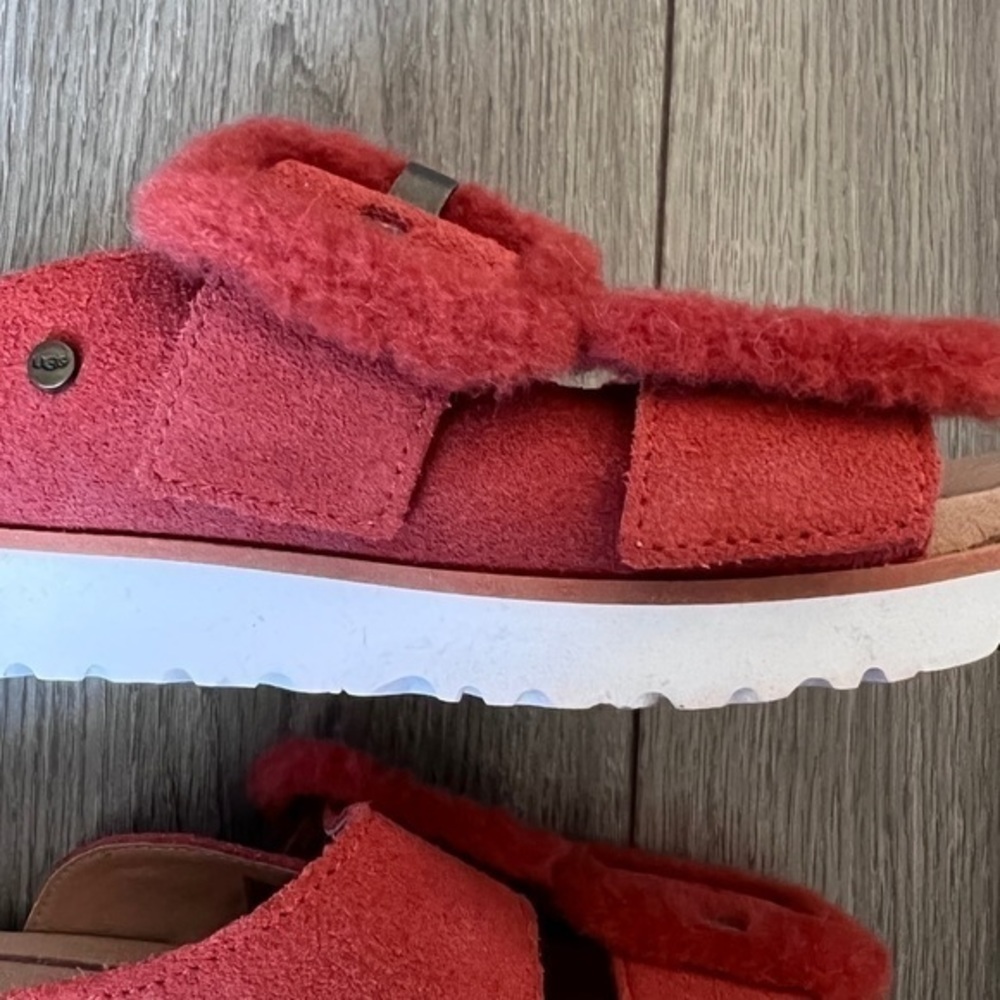 UGG Fluff Indio Flat Sandal In Red Rock Size US 5 - Picture 11 of 12